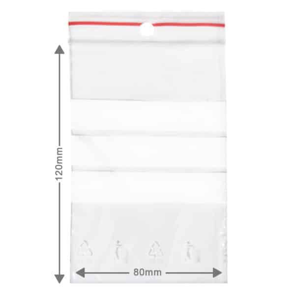 Kleine ziplock zakjes, ook wel wietzakjes genoemd met een afmeting van 80x120mm