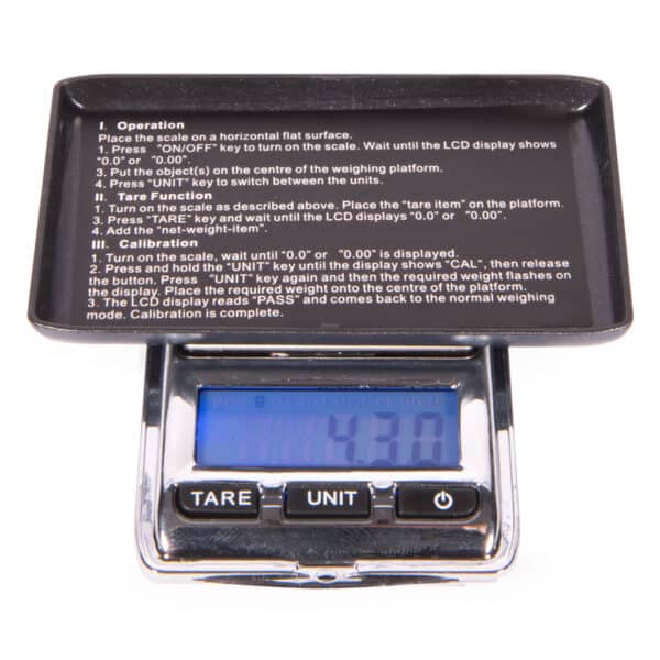 Zakformaat mini weegschaal op batterijen