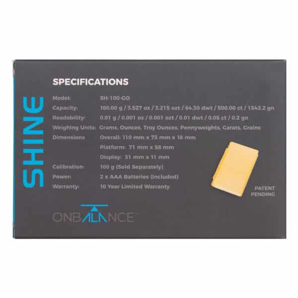Shine precisie weegschaal goud 0.1 gram van On Balance Weegschalen specificaties