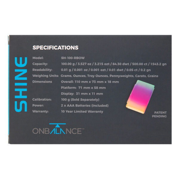 Shine digitale mini weegschaal rainbow 0.1 gram van On Balance Weegschalen specificaties
