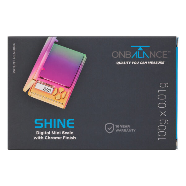 Shine wiet weegschaal rainbow 0.1 gram van On Balance Weegschalen verpakking