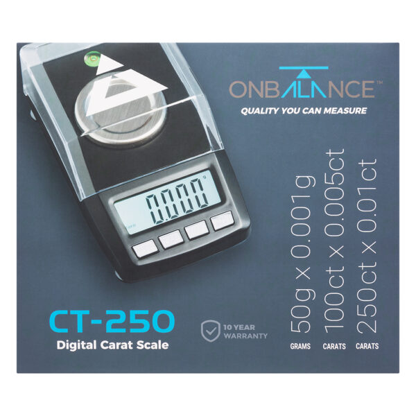 CT-250 digitale mini weegschaal 1 milligram van On Balance Weegschalen verpakking