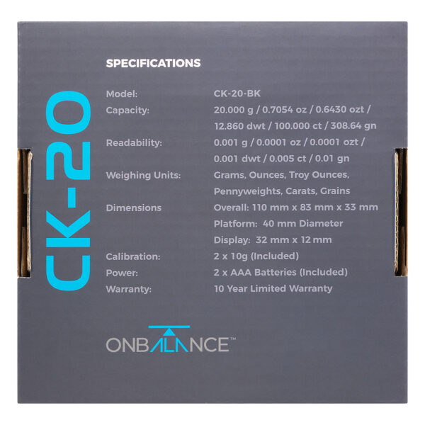 CK-20 precisie weegschaal 1 milligram van On Balance Weegschalen specificaties