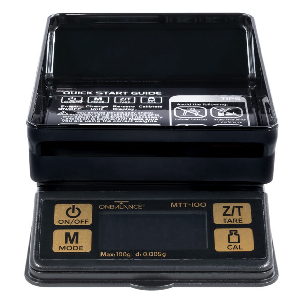 MTT-100 mini weegschaal 0.05 gram van On Balance Weegschalen met schaal