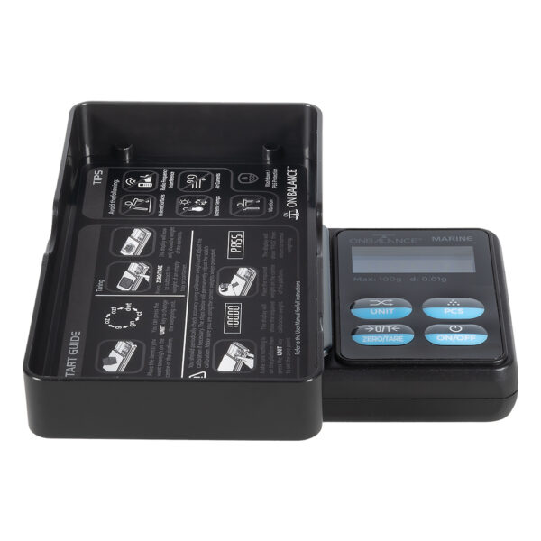 Afspoelbare mini weegschaal Marine MAR-100 0.01 gram van On Balance Weegschalen met schaal