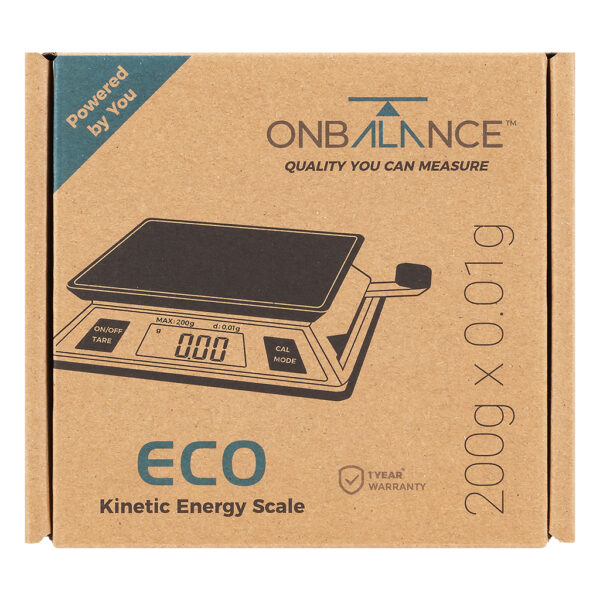 ECO-200 precisie weegschaal zonder batterij 0.01 gram van On Balance Weegschalen verpakking