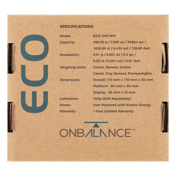 ECO-200 wiet weegschaal zonder batterij 0.01 gram van On Balance Weegschalen specificaties