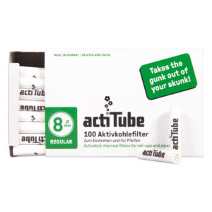 Actieve koolstof filtertips van ActiTube 8mm in een doosje