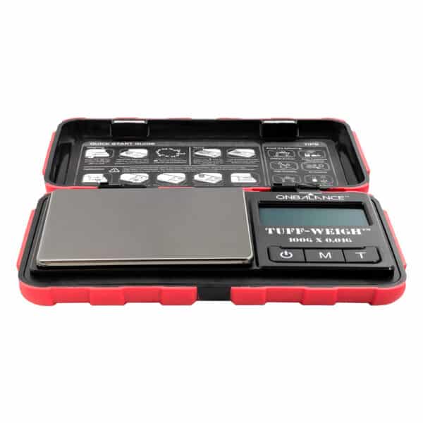 Nauwkeurig wiet afwegen met Tuff-Weigh 100 precisie weegschaal rood 0.01 gram van On Balance