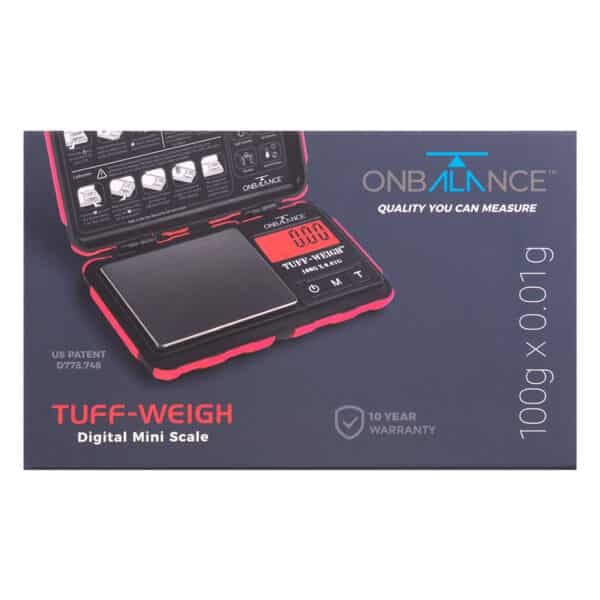 Tuff-Weigh 100 digitale weegschaal rood 0.01g voor nauwkeurig afwegen van wiet, hasj en kruiden extracten