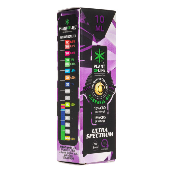 CBD & CBG wietolie 15% van Plant of Life voor meer rust en ontspanning en bevordert de nachtrust