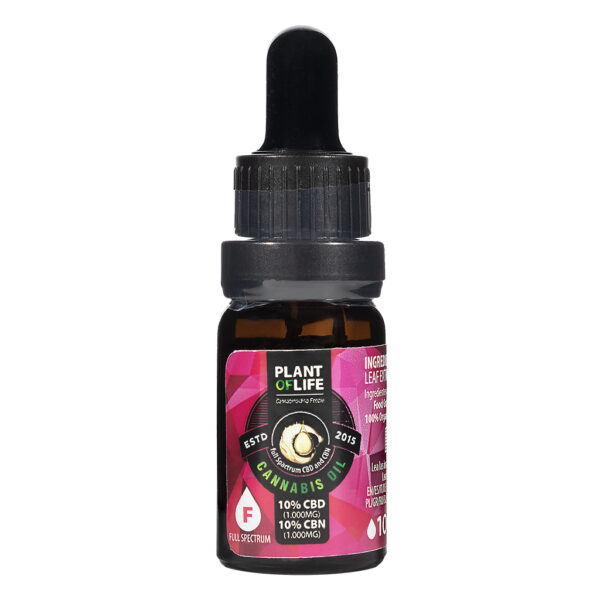 CBN & CBD wietolie 10% Full Spectrum 10ml van Plant of Life voor meer rust en ontspanning bij stress en burnout