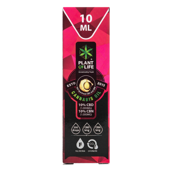 CBN & CBD olie 10% Full Spectrum 10ml van Plant of Life voor beter slapen bij stress