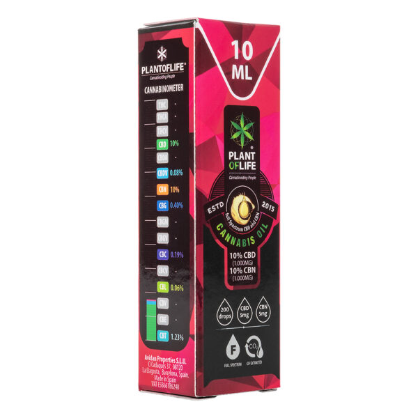 CBN & CBD wietolie 10% Full Spectrum 10ml van Plant of Life voor meer rust en ontspanning bij stress en burnout