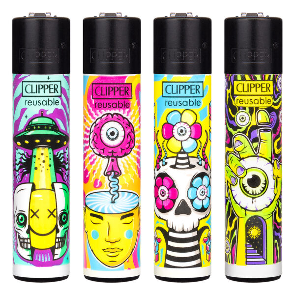 Navulbare, grappige aansteker van Clipper met Trippy #2 print