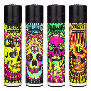 Clipper navulbare aansteker met Trippy Skulls print