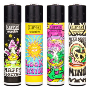 Navulbare, grappige aansteker van Clipper met Trippy #4 print met statements