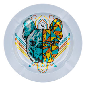Fire-Flow Geometric animals asbak van metaal met print van de kop van een hond