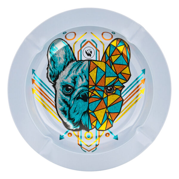 Fire-Flow Geometric animals asbak van metaal met print van de kop van een hond