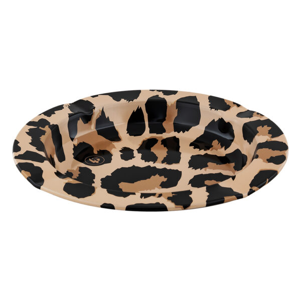 Fire-Flow Leopard asbak van metaal met luipaard print in bruine kleuren
