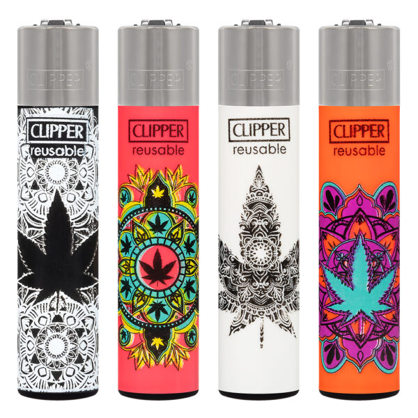 Clipper navulbare aansteker met Weed Mandala #3 print met wietblad