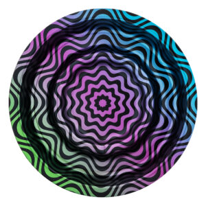 Metalen coffeeshop asbak Trippy #4 van 13cm met kleurrijk psychedelisch patroon
