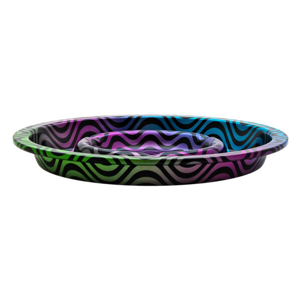 Coffeeshop asbak Trippy #4 van 16cm met kleurrijk psychedelisch patroon voor joint of sigaret