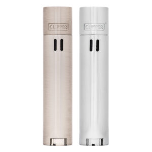 Clipper Zilver metalen stormaanstekers met matte en glanzende afwerking voor alle weersomstandigheden