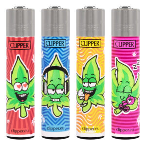 Navulbare, grappige aansteker van Clipper met Weed Man #2 print met wietblad