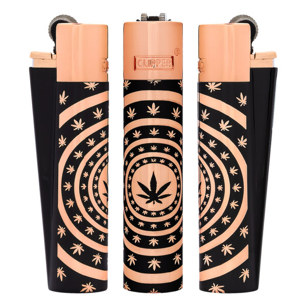Clipper aansteker van metaal met Leaves Pattern print