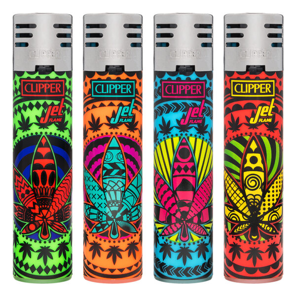 Clipper Mandala Leaves navulbare stormaansteker met jetflame en mandala wietblad print