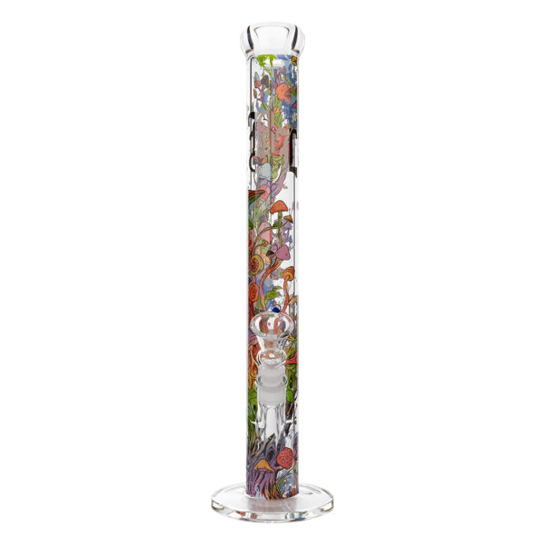 Grote bong van glas met een print van een paddestoelen boom