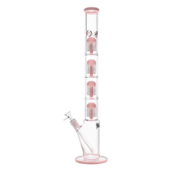 Ice bong Skyscraper 4x 8-arm tree Percolator van Black Leaf met roze percs en details