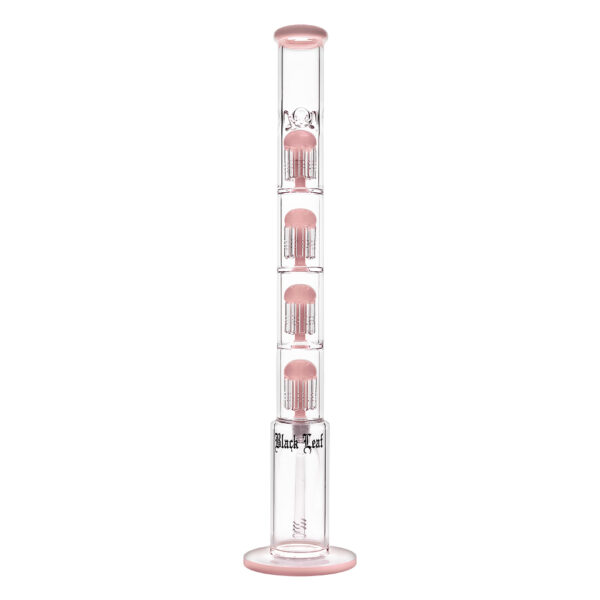 Ice bong Skyscraper 4x een 8-arm boom Perc van Black Leaf met roze percolators en details