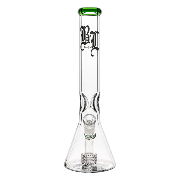 Beaker glazen ijsbong met drum percolator van Black Leaf voor een zachtere rook beleving