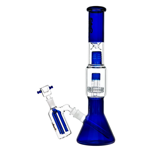 Ice bong met drum percolator en losse boom perc voor het extra koelen en filteren van de rook
