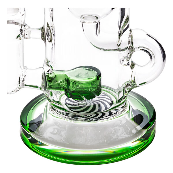 Glazen waterpijp met groene drum percolator en print