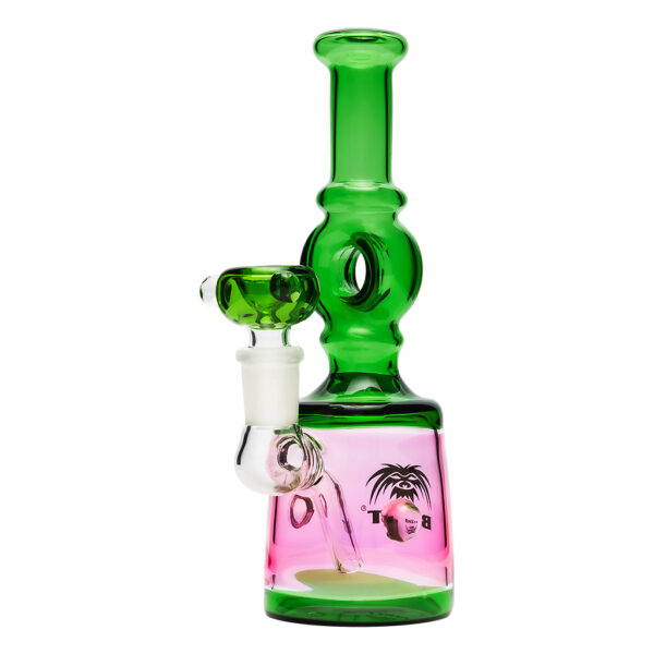 Mini bong van glas groen roze voor het roken van kruiden, wiet en hasj