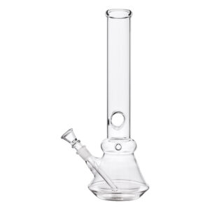 Glazen bong 30cm hoog van doorzichtig glas voor het roken van kruiden, wiet en hasj