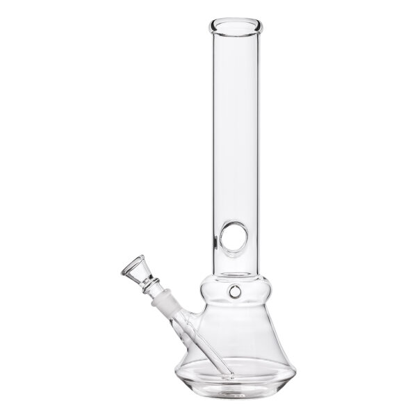 Glazen bong 30cm hoog van doorzichtig glas voor het roken van kruiden, wiet en hasj