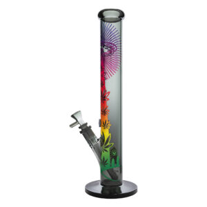 Glazen Cilinder Bong Grijze Gradient met kleurrijke ufo print